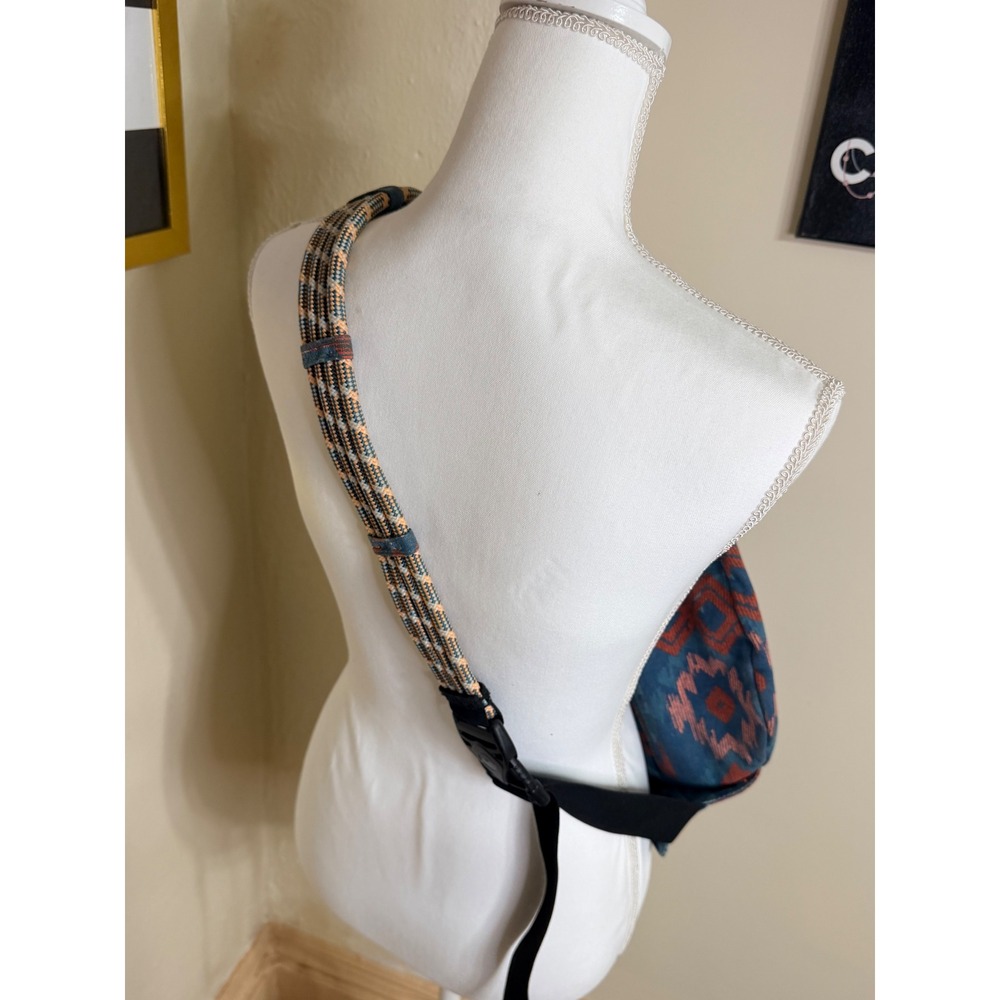 KAVU Rope Bag Blue Orange Southwestern Geometric Canvas Sling Backpack - Picture 2 of 5